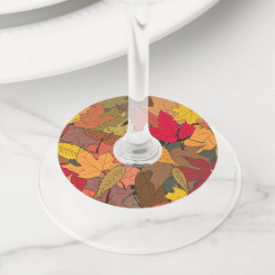 Étiquette Pour Verre De Vin Feuilles d'automne colorées