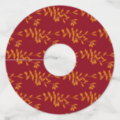 Étiquette Pour Verre De Vin Feuilles de branches de silhouette orange sur roug (Dos)