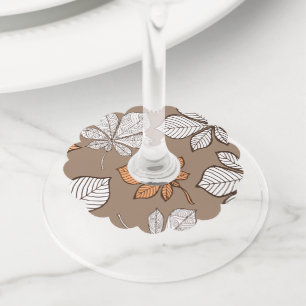 Étiquette Pour Verre De Vin Feuilles stylisées 7