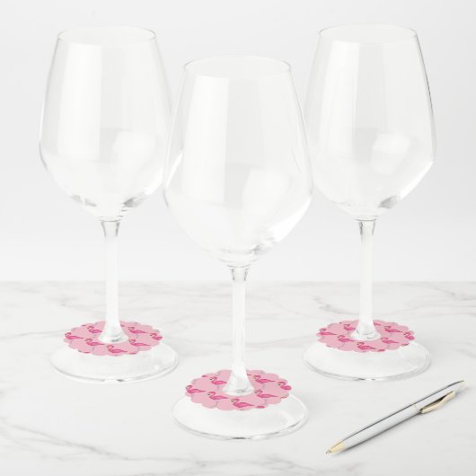 Étiquette Pour Verre De Vin Flamant rose rose Tropical Paradise Island Bird (Lot)