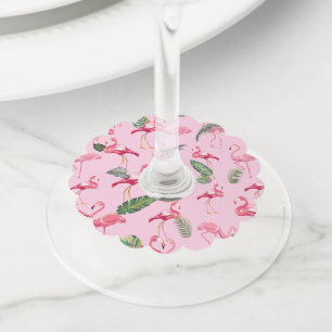 Étiquette Pour Verre De Vin Flamants roses Amour Motif 5