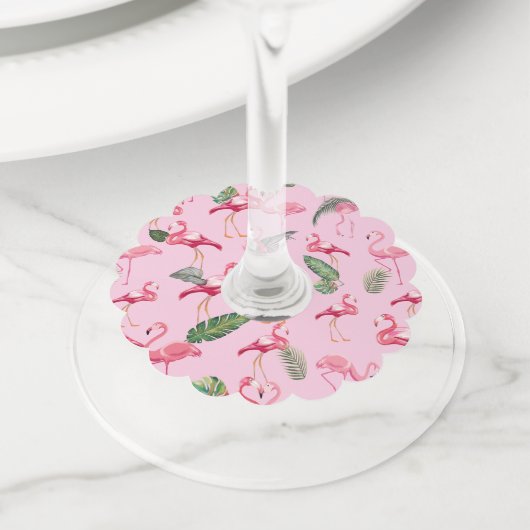 Étiquette Pour Verre De Vin Flamants roses Amour Motif 5 (De près)