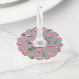 Étiquette Pour Verre De Vin Flamingos Love Pattern 6