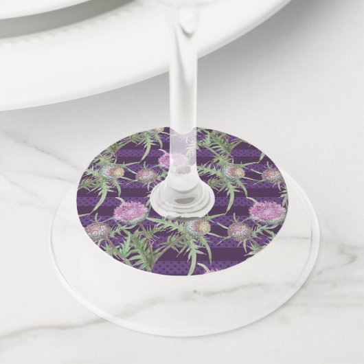 Étiquette Pour Verre De Vin Fleur de chardon violet (De près)
