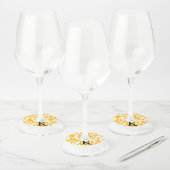 Étiquette Pour Verre De Vin Fleur marguerite jaune ajouter monogramme mus (Lot)