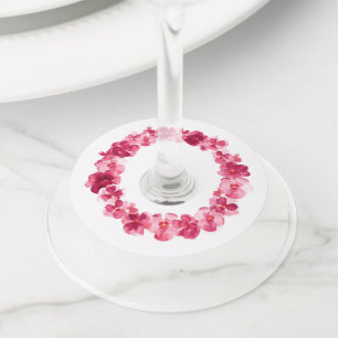 Étiquette Pour Verre De Vin Fleur mariage rose rose rouge
