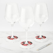 Étiquette Pour Verre De Vin Fleur rouge aquarelle (Lot)