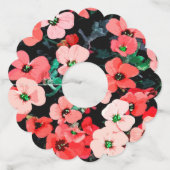 Étiquette Pour Verre De Vin Fleur rouge aquarelle (Dos)