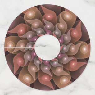 Étiquette Pour Verre De Vin Fleur surréaliste brillante Art fractal abstrait m