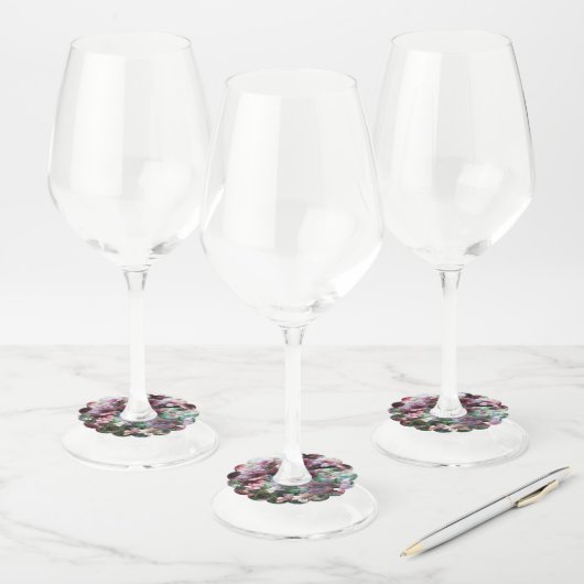 Étiquette Pour Verre De Vin Fleurs à éclaboussures de fleurs de cerisier (Lot)
