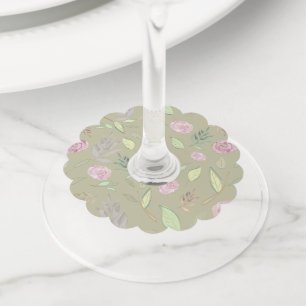 Étiquette Pour Verre De Vin Fleurs aquarelles festives 5