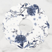 Étiquette Pour Verre De Vin Fleurs bleues (Devant)