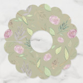 Étiquette Pour Verre De Vin Fleurs d'aquarelle festive 5 (Devant)