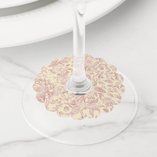 Étiquette Pour Verre De Vin Fleurs décoratives 18 (De près)
