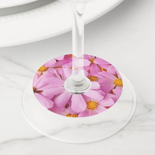 Étiquette Pour Verre De Vin Fleurs roses (De près)