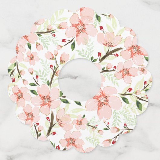 Étiquette Pour Verre De Vin Fleurs roses (Devant)