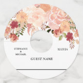 Étiquette Pour Verre De Vin Flore mariage d'aquarelle (Dos)