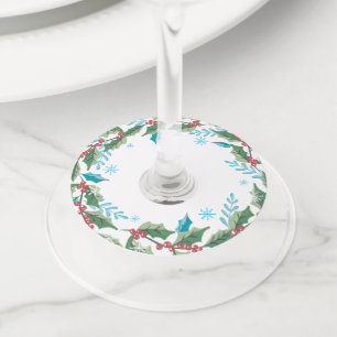 Étiquette Pour Verre De Vin Foliage de Holly  Vacances