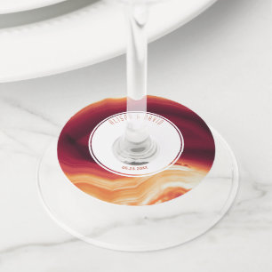 Étiquette Pour Verre De Vin Gate rouge et cadre géode mariage de automne moder