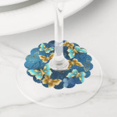 Étiquette Pour Verre De Vin Golden butterflies (De près)