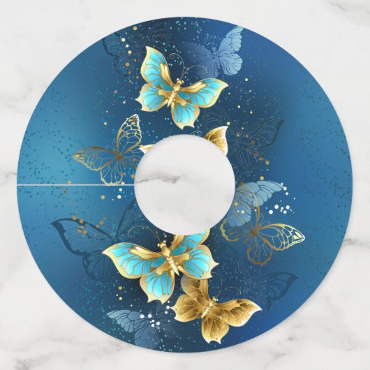 Étiquette Pour Verre De Vin Golden butterflies (Devant)