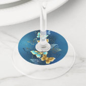 Étiquette Pour Verre De Vin Golden butterflies (De près)