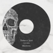 Étiquette Pour Verre De Vin Gothic Half Skull Cool Black And White Grunge (Devant)