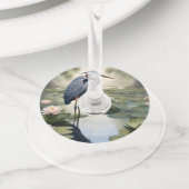Étiquette Pour Verre De Vin Grand héron bleu (De près)
