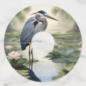 Étiquette Pour Verre De Vin Grand héron bleu (Dos)