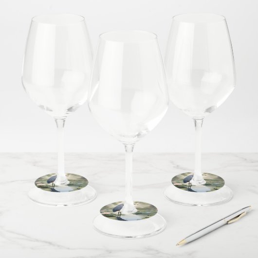 Étiquette Pour Verre De Vin Grand héron bleu (Lot)