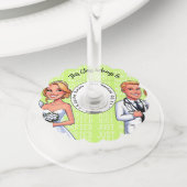 Étiquette Pour Verre De Vin green yellow doctor cartoon WEDDING stethosco (De près)