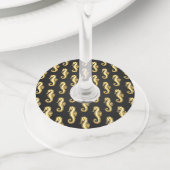 Étiquette Pour Verre De Vin Hippocampe Polygonal Or (De près)