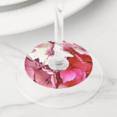 ÉTIQUETTE POUR VERRE DE VIN HYDRANGES ROSES (De près)