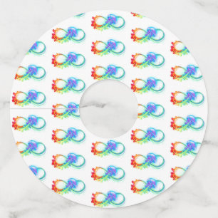 Étiquette Pour Verre De Vin Infinity avec Rainbow Jellyfish