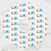 Étiquette Pour Verre De Vin Infinity avec Rainbow Jellyfish (Devant)