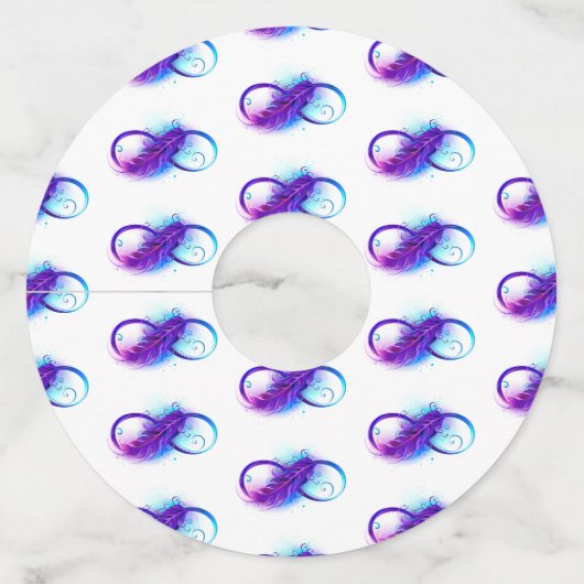 Étiquette Pour Verre De Vin Infinity with purple feather (Devant)