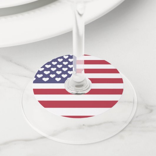 ÉTIQUETTE POUR VERRE DE VIN J'AIME LES ÉTATS-UNIS D'AMÉRIQUE (De près)