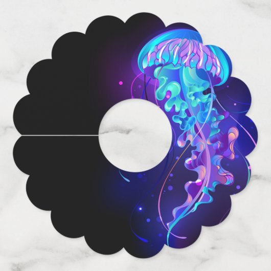 Étiquette Pour Verre De Vin Jellyfish éclatante couleur (Devant)