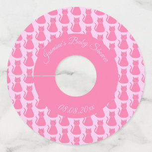 Étiquette Pour Verre De Vin Joli bébé rose fille chat Baby shower personnalisé