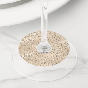 Étiquette Pour Verre De Vin Joli motif imprimé de la peau de léopard guépard m