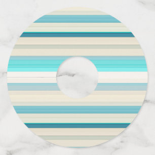 Étiquette Pour Verre De Vin Jolies rayures aqua blanc