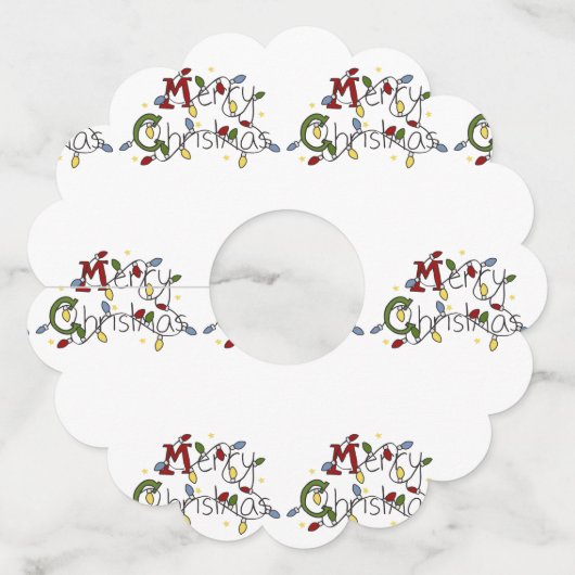 Étiquette Pour Verre De Vin Joyeuses lumières de Noël (Devant)