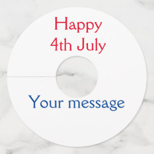 Étiquette Pour Verre De Vin Joyeux 4 juillet jour de l'indépendance ajoutez no