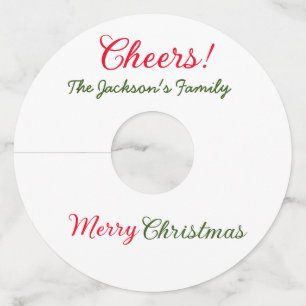 Étiquette Pour Verre De Vin joyeux noël applaudissements ajouter nom de famill