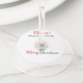 Étiquette Pour Verre De Vin joyeux noël applaudissements ajouter nom de famill (De près)