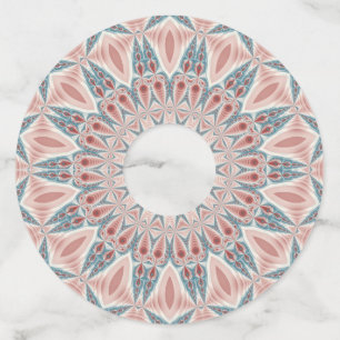 Étiquette Pour Verre De Vin Kaleidoscope Abstrait moderne Mandala Fractal Art