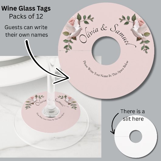 Étiquette Pour Verre De Vin Les invités écrivent leur propre nom -