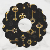 Étiquette Pour Verre De Vin Les Patters de Seamless avec Golden Keys (Devant)