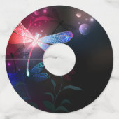 Étiquette Pour Verre De Vin libellule rouge brillante (Dos)