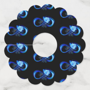 Étiquette Pour Verre De Vin L'infini lumineux avec une rose bleue